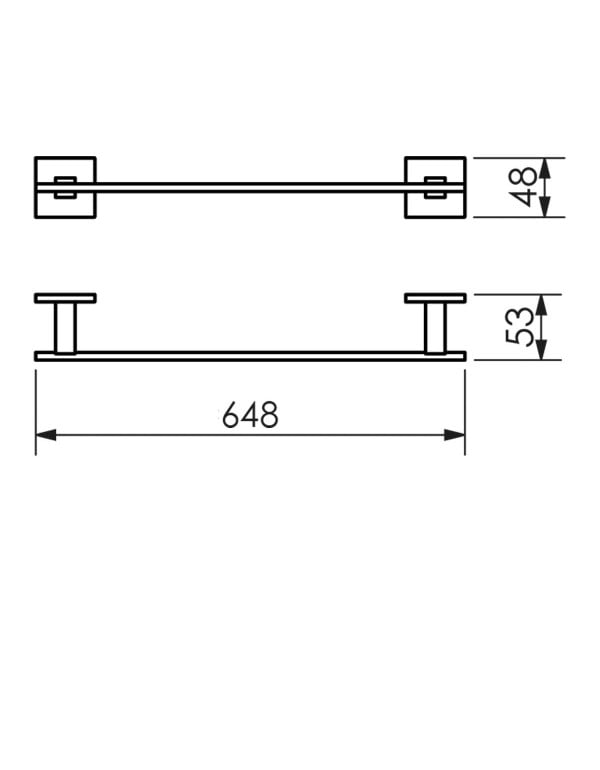 Toalheiro de Parede para Banho Linha Cecilia 60cm Metalworks by Crismoe Acabamento Preto Brilhante 07.CC04.PB
