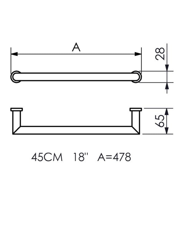Toalheiro de Barra para Banheiro 45cm Linha Palermo Acabamento Cromado Metalworks By Crismoe 07.PL03.CR
