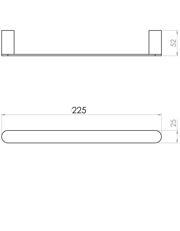 Toalheiro de Barra Horizontal 20 cm para Toalha de Rosto e Lavabo Linha Vetra Metalworks By Crismoe em Aco Inox AISI 304 Acabamento Polido Espelhado 07.VT01.IP
