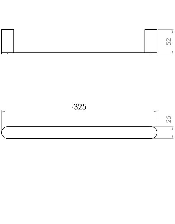 Toalheiro de Barra Horizontal 30 cm para Toalha de Rosto e Lavabo Linha Vetra Metalworks By Crismoe em Aco Inox AISI 304 Acabamento Polido Espelhado 07.VT02.IP