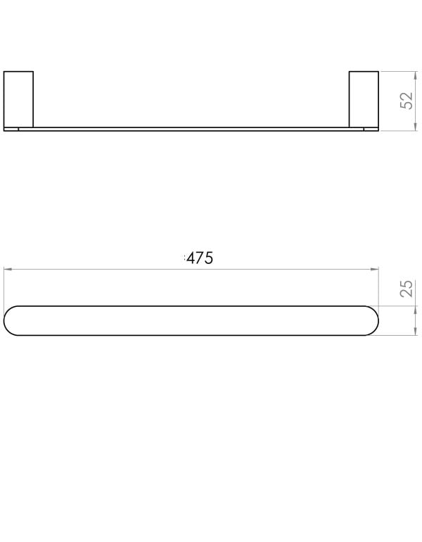 Toalheiro de Barra Horizontal 45 cm para Toalha de Banho Linha Vetra Metalworks By Crismoe em Aco Inox AISI 304 Acabamento Polido Espelhado 07.VT03.IP
