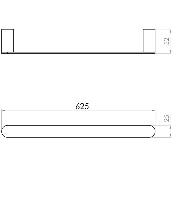 Toalheiro de Barra Horizontal 60 cm para Toalha de Banho e Banhao Linha Vetra Metalworks By Crismoe Acabamento Polido Espelhado 07.VT04.IP