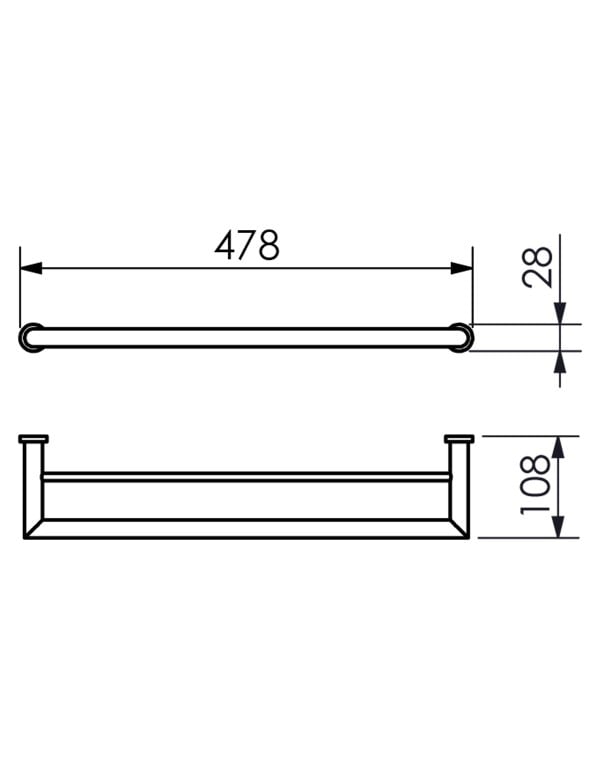 Toalheiro Duplo de Parede para Banheiro 45 cm Linha Palermo Metalworks By Crismoe Acabamento Cromado Brilhante 09.PL02.NE