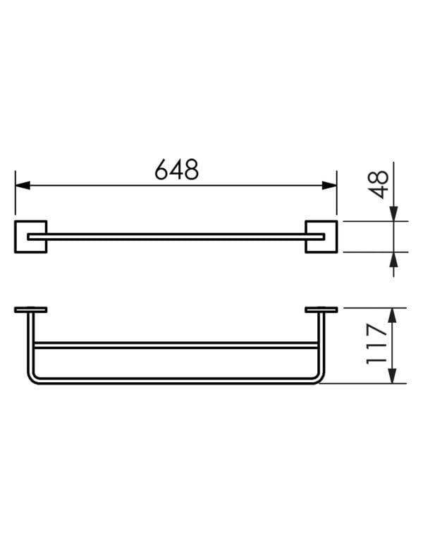 Toalheiro de Parede para Banho Duplo Linha Quada de Linhas Retas 60cm Metalworks by Crismoe Acabamento Grafite Escovado Fosco 09.QD02.GE
