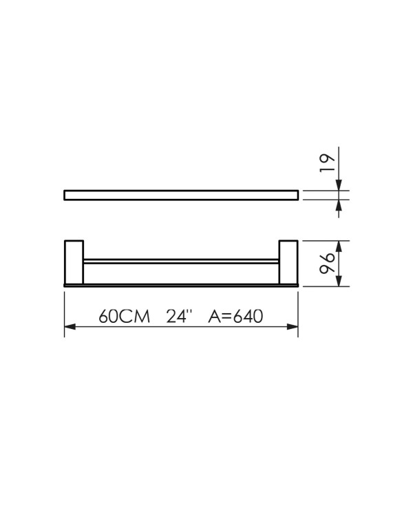 Toalheiro Duplo para Banho Unique 60cm Metalworks by Crismoe Acabamento Ouro Polido 09.UQ02.OP