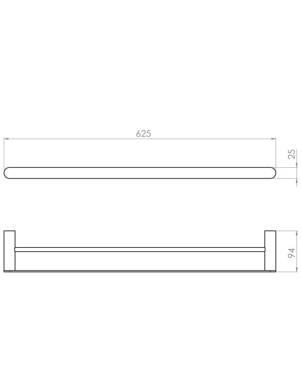 Toalheiro Duplo de Barra Horizontal 60 cm para Duas Toalhas de Banho Linha Vetra Metalworks By Crismoe Acabamento Preto Fosco Aveludado 09.VT02.PF