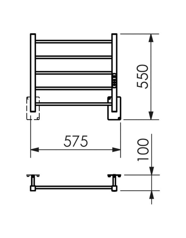 Toalheiro Térmico Pequeno de Linhas Retas Quada Premium Digital Bivolt com Fio Oculto Metalworks by Crismoe Acabamento Cobre Polido Espelhado 19.TQ17.CP