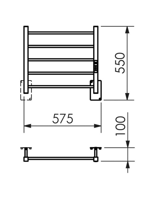 Toalheiro Térmico Pequeno de Linhas Retas Quada Premium Digital Bivolt com Fio Oculto Metalworks by Crismoe Preto Fosco 19.TQ17.PF