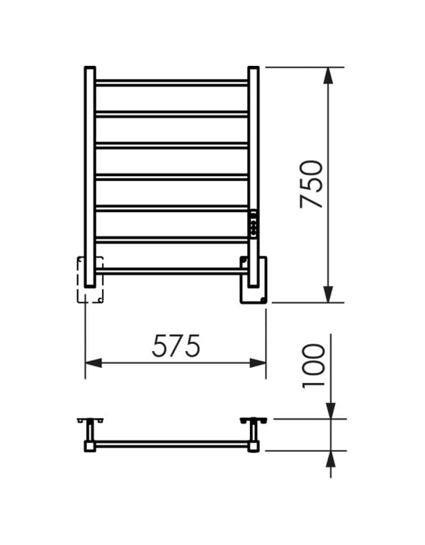 Toalheiro Térmico Grande de Linhas Retas Quada Premium Digital com Fio Oculto Metalworks by Crismoe Acabamento em Inox Polido Espelhado 19.TQ18.IP
