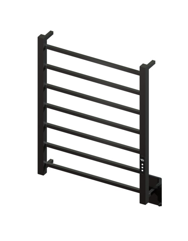 Toalheiro Térmico Grande de Linhas Retas Quada Premium Digital com Fio Oculto Metalworks by Crismoe Acabamento Preto Brilhante 19.TQ18.PB