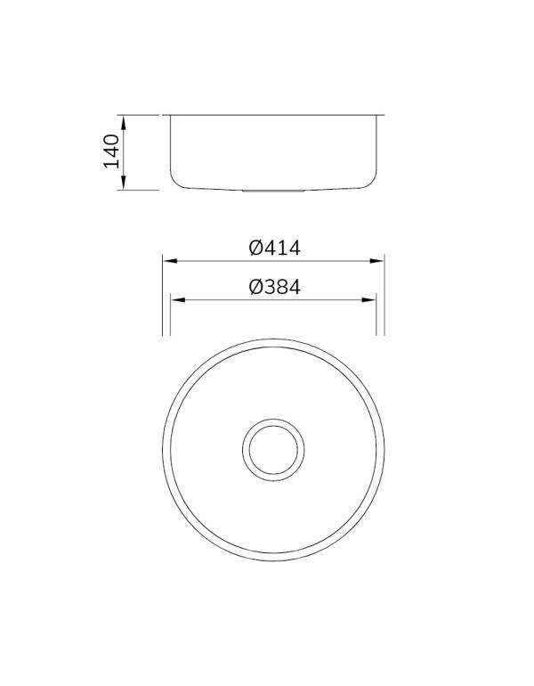 Cuba de Embutir Redonda Mekal CR38 Aço Inox Escovado 38x38 cm 90010239016