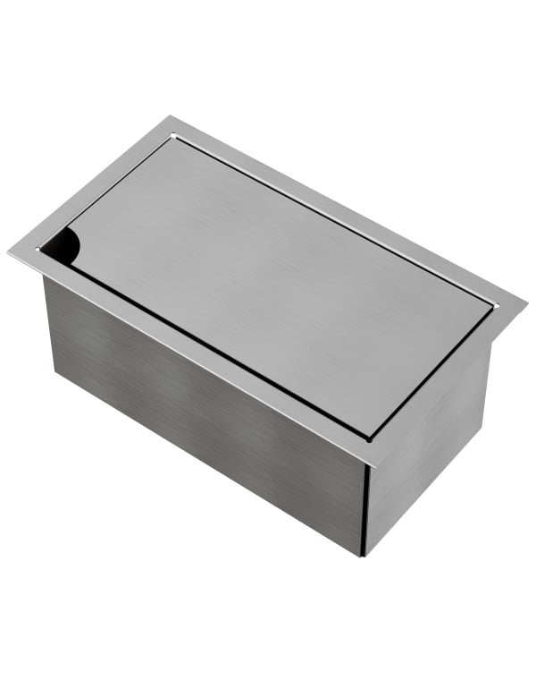 Acessório Container com Tampa Nivelada para Calha Úmida Mekal Linha Match em Aço Inox 302x173x125mm 90010348016