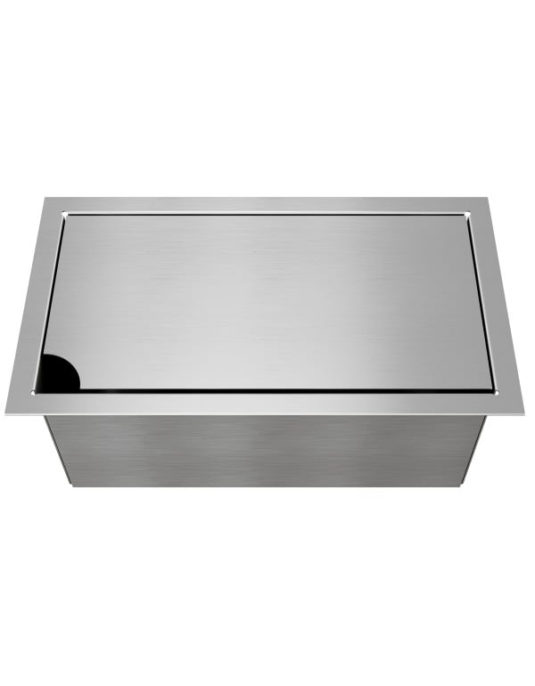 Acessório Container com Tampa Nivelada para Calha Úmida Mekal Linha Match em Aço Inox 302x173x125mm 90010348016