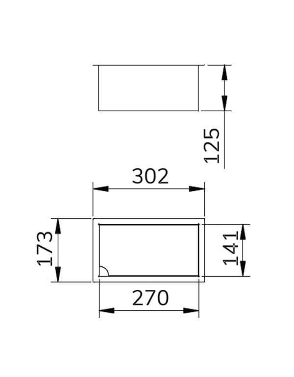 Acessório Container com Tampa Nivelada para Calha Úmida Mekal Linha Match em Aço Inox 302x173x125mm 90010348016