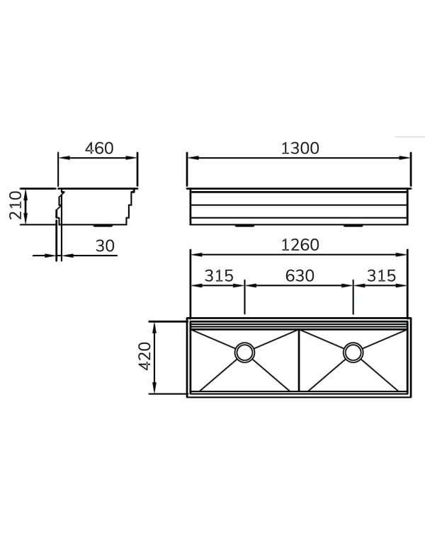 Cuba de Cozinha Profissional Workstation Mekal WS-1260 com Três Áreas de Trabalho e 3 Níveis em Aço Inox 90010361016