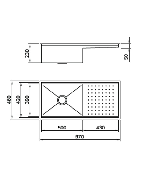 Cuba Simples Gourmet Workstation para Cozinha Mekal Linha Match PG-50 em Aço Inox 970x460mm 90018830016