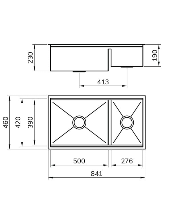 Cuba Dupla para Cozinha Gourmet Linha Match Modelo RG-50/27 Instalação de Embutir e Sobrepor Acabamento Aço Inox Mekal 90019557016