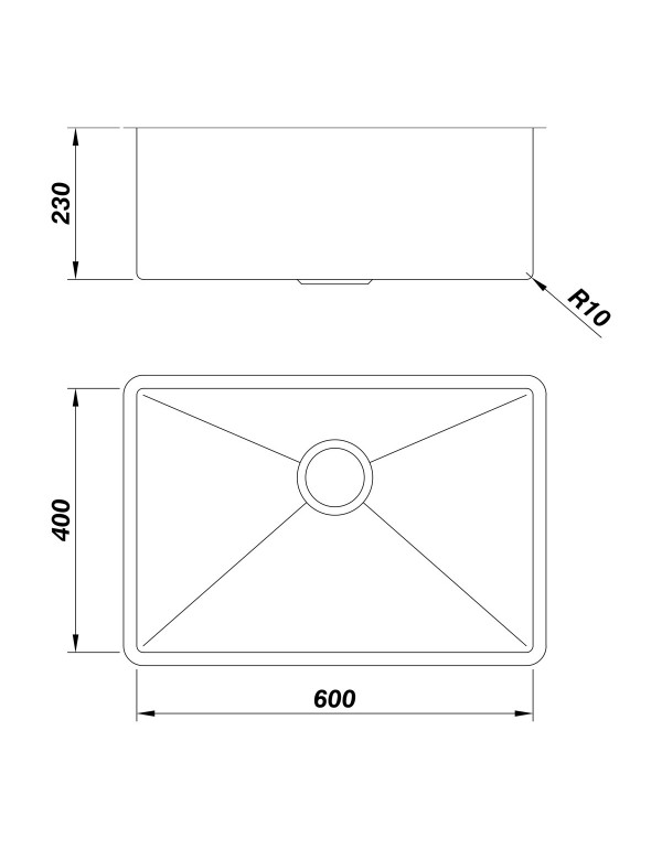 Cuba Embutir e Sobrepor Inox 304 Mekal Linha Reta R10 Escovada 600X400 LR60 90020502016 