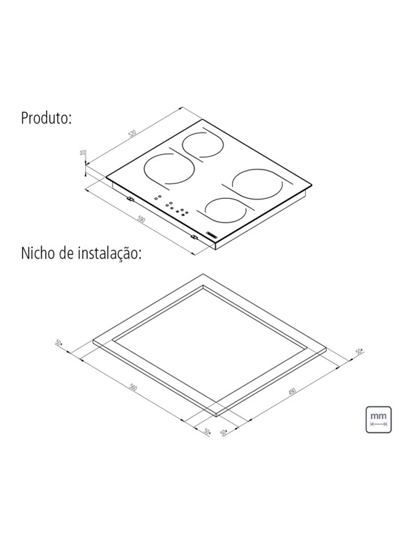 Cooktop Eletrico Tramontina New Square Vitrocerâmico C/ 4 Areas Aquecimento 94747/022Tramontina