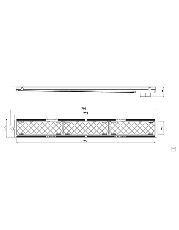 Ralo Oculto Retangular Tramontina Slim em PVC 7x75 cm 94535206