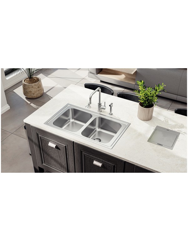 Cuba de Sobrepor Tramontina Marea Deep 2C 34 Inox Escovado 86x50 cm 93816213
