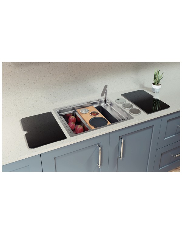Cuba de Sobrepor Tramontina Workstation Quadrum Deep 50 Inox com Acessórios 93913103