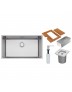 Cuba Tramontina Design Collection Quadrum 70 em Aço Inox com Dosador de Sabão, Tábua, Cesto Coador e Lixeira de Embutir 94000163