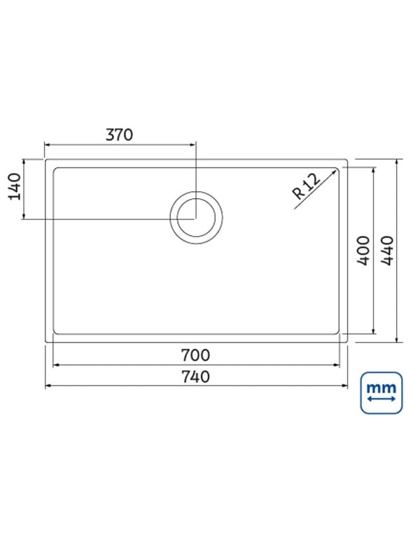 Cuba de Cozinha Gourmet 70x40cm em Aço Inox com Revestimento PVD Acabamento Intense Black Preto Fosco Linha Quadrum Tramontina 94000513