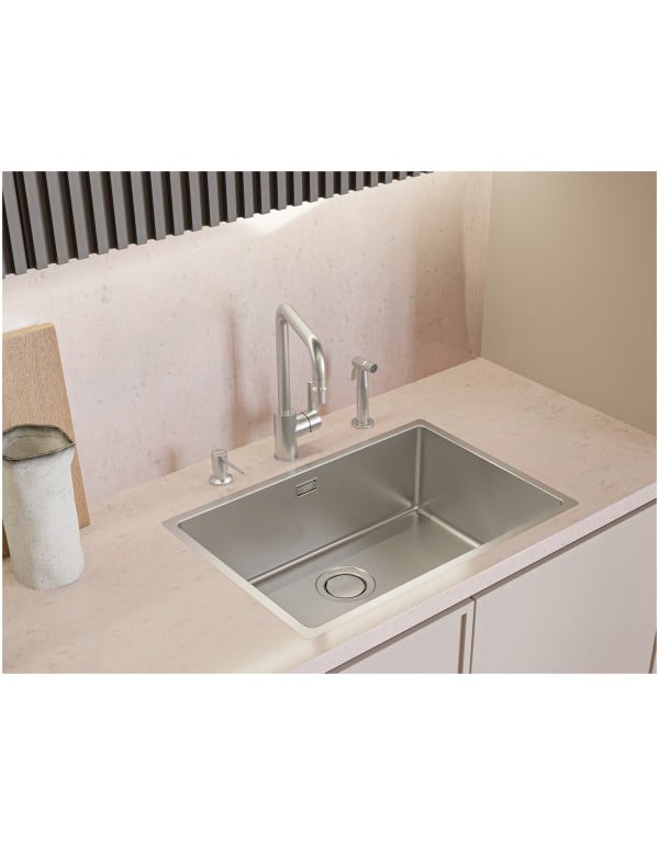 Cuba de Cozinha de Embutir ou Sobrepor Linha Design Collection Quadrum 60 em Aço Inox com Acabamento Acetinado Escovado Tramontina 94006903