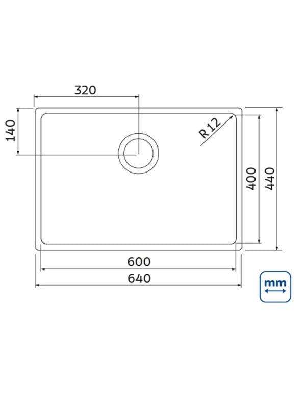 Cuba de Cozinha de Embutir ou Sobrepor Linha Design Collection Quadrum 60 em Aço Inox com Acabamento Acetinado Escovado Tramontina 94006903
