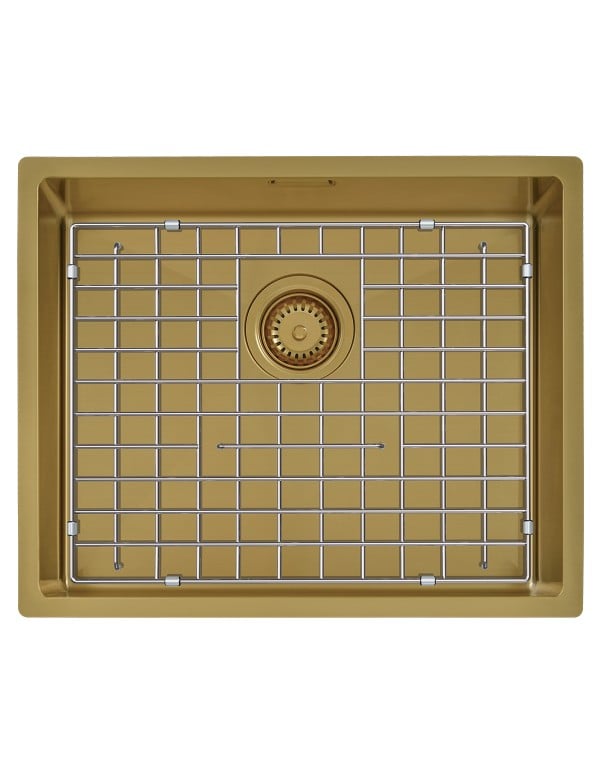 Cuba de Cozinha Gourmet 50x40cm em Aco Inox com Revestimento PVD Acabamento Light Gold Dourado Escovado Linha Quadrum Tramontina 94007313