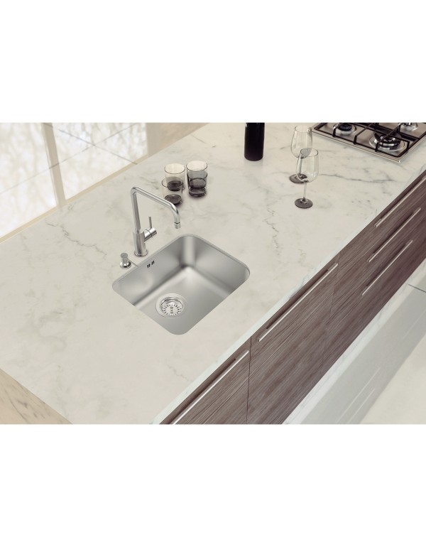 Cuba de Embutir Tramontina Dora 40 BL R6 em Aço Inox Escovado com Válvula e Escape 40x34 cm 94017113
