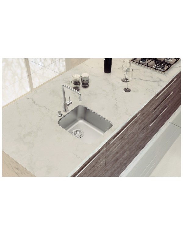 Cuba de Embutir Tramontina Dora 34 BL R6 em Aço Inox Escovado com Válvula 34x40 cm 94017122