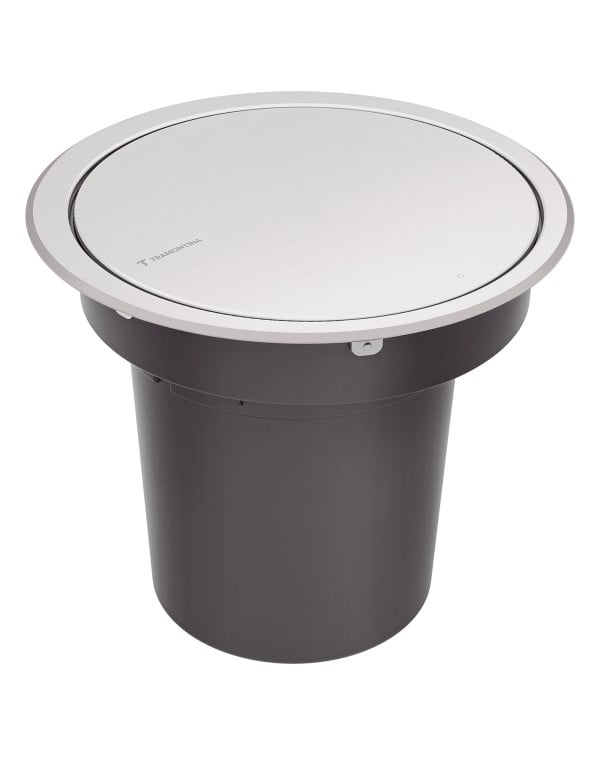 Lixeira de Embutir para Bancada Redonda com Tampa Sistema Click Capacidade 5 Litros Linha Clean Round Aço Inox Tramontina 94518006