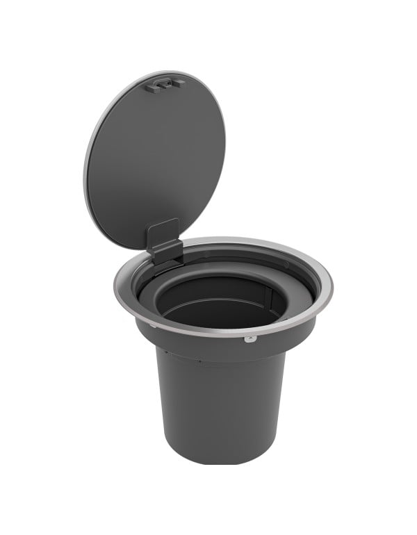 Lixeira de Embutir para Bancada Redonda com Tampa Sistema Click Capacidade 5 Litros Linha Clean Round Aço Inox Tramontina 94518006