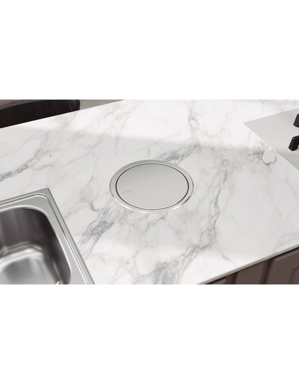 Lixeira de Embutir para Bancada Redonda com Tampa Sistema Click Capacidade 5 Litros Linha Clean Round Aço Inox Tramontina 94518006