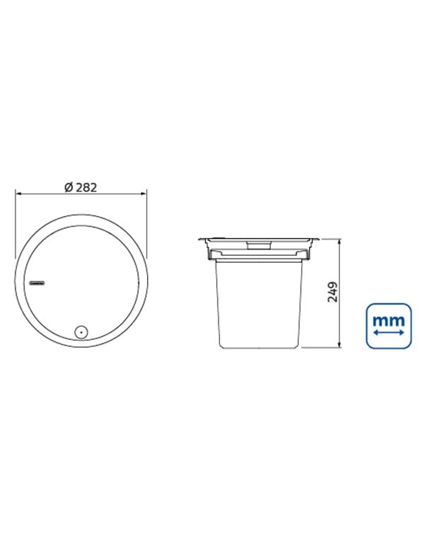 Lixeira de Embutir para Bancada Redonda com Tampa Sistema Click Capacidade 5 Litros Linha Clean Round Aço Inox Tramontina 94518006