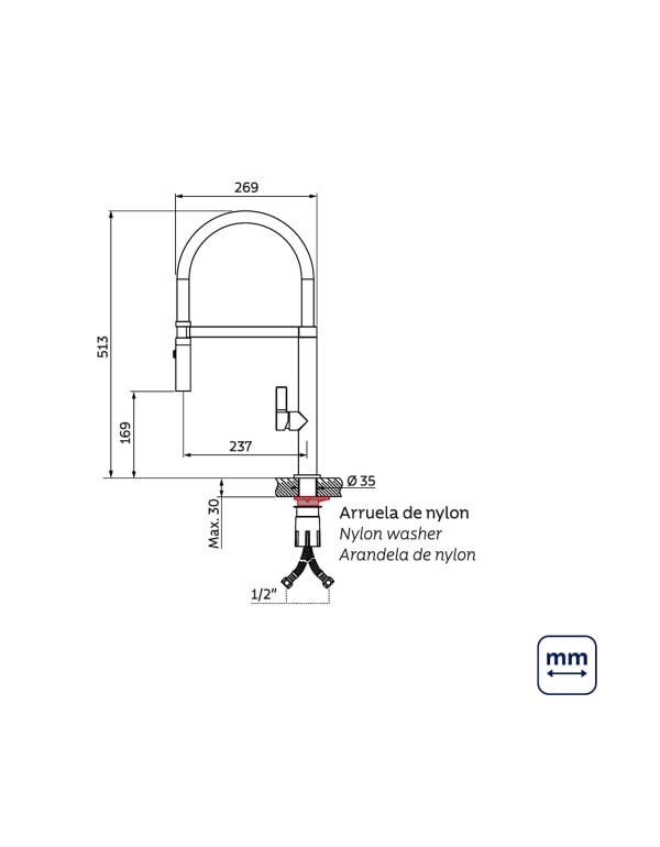 Misturador Monocomando para Pia de Cozinha em Aco Inox AISI 304 com Mangueira Flexivel em Silicone Preto Bica Giratoria 360 Graus Acabamento Black Matte Preto Fosco Tramontina 94520037