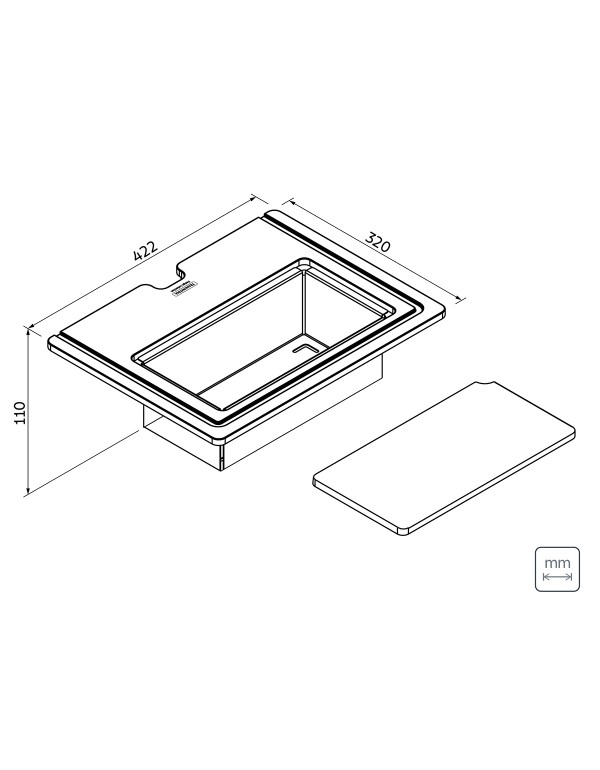 Kit para Cubas Quadrum Tramontina Design Collection com Tábua de Madeira 42x40 cm, Tábua Auxiliar e Cesto Coador Inox 94530033