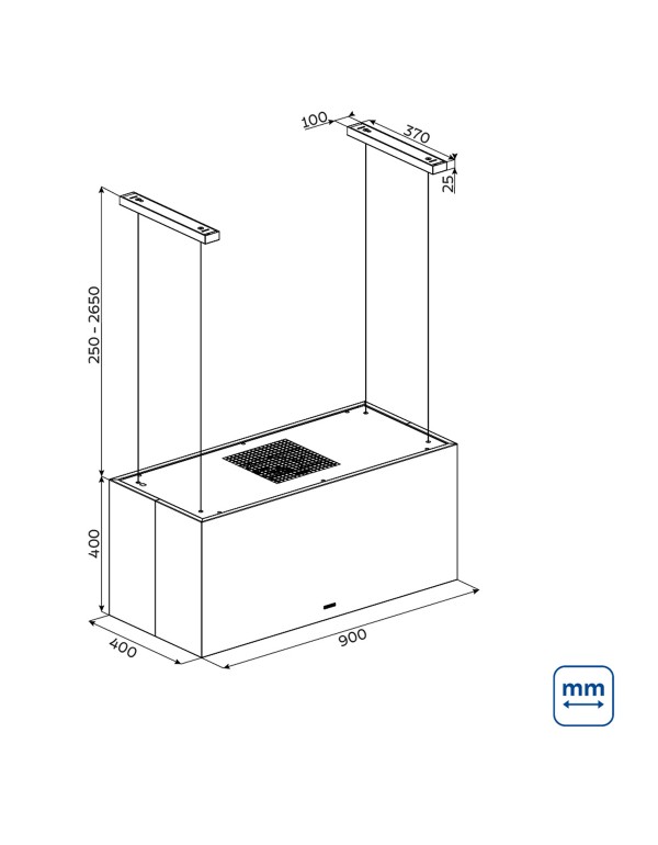 Coifa de Ilha Tramontina Cube Isla Silent T Smart 90 cm 95800043