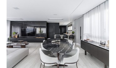 A elegância atemporal na combinação entre o preto e o cinza no décor
