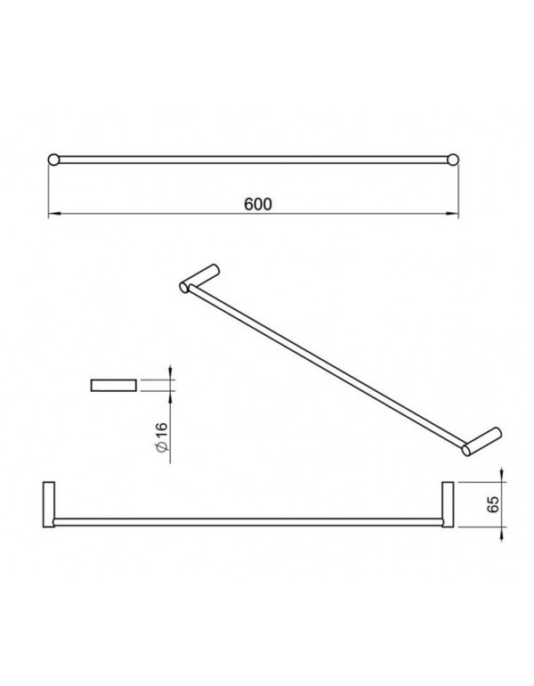 Toalheiro Em Barra 600Mm Celite Flow Grafite Matte B5055F3RJ0