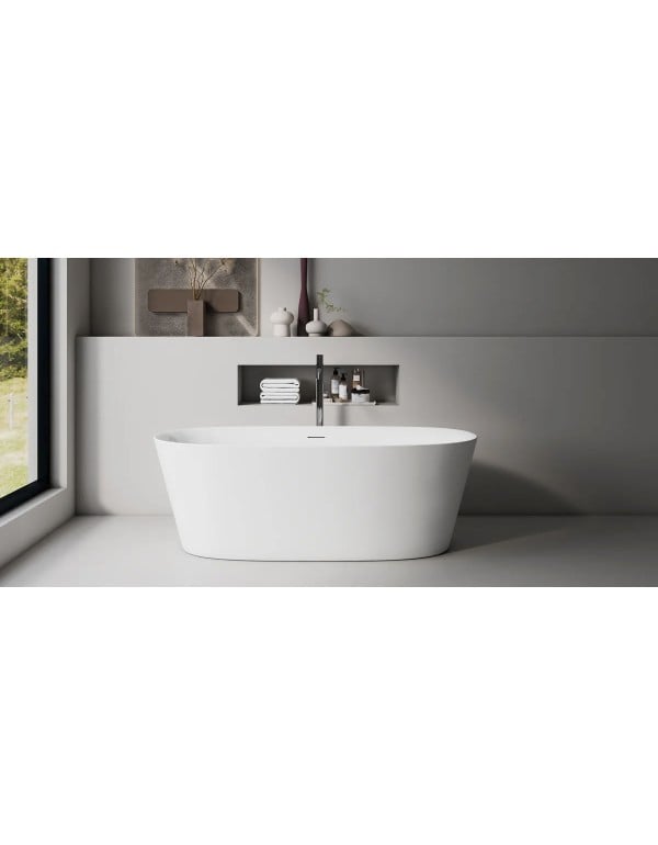 Banheira de Imersão Estilo Freestanding Solta no Ambiente Modelo NILA 150cm Acabamento Branco Brilhante BAN.NILA.150.BB