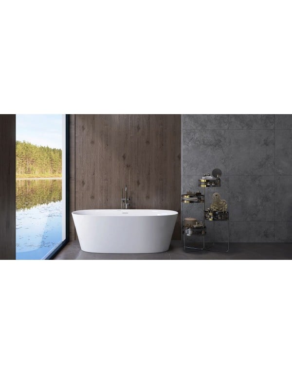 Banheira de Imersão Estilo Freestanding Solta no Ambiente Modelo NILA 150cm Acabamento Branco Matte Fosca BAN.NILA.150.BM