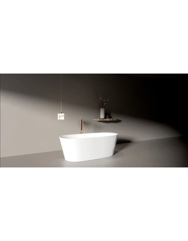 Banheira de Imersão Estilo Freestanding Solta no Ambiente Modelo NILA 160cm Acabamento Branco Brilhante BAN.NILA.160.BB