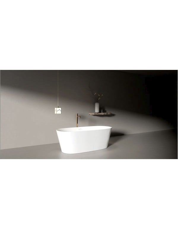 Banheira de Imersão Estilo Freestanding Solta no Ambiente Modelo NILA 160cm Acabamento Branco Matte Fosca BAN.NILA.160.BM