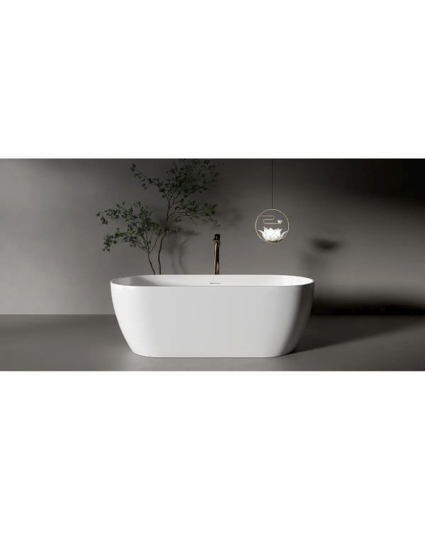 Banheira de Imersão Estilo Freestanding Solta no Ambiente Modelo VAILA 170cm Acabamento Branco Brilhante BAN.VAILA.170.BB