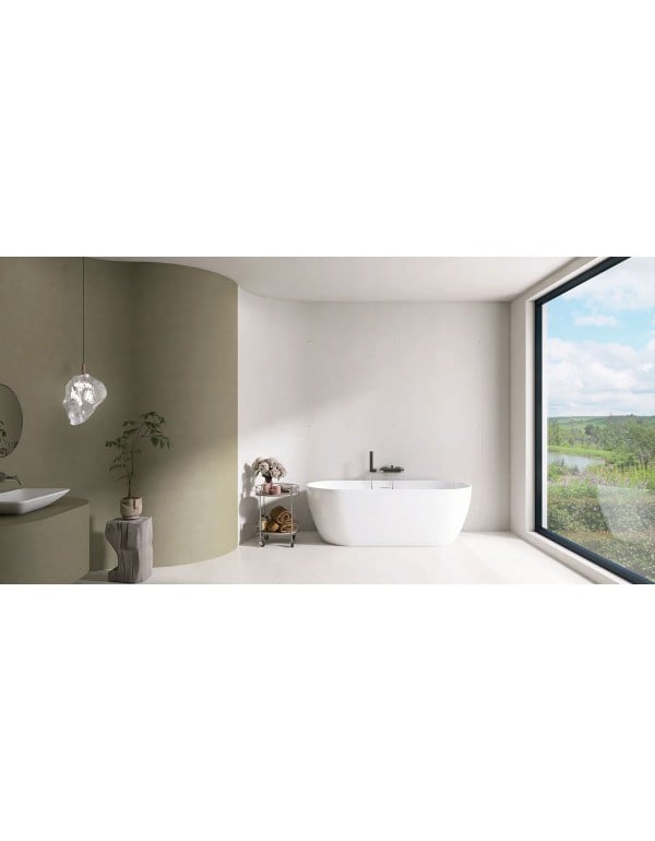 Banheira de Imersão Estilo Freestanding Solta no Ambiente Modelo VAILA 170cm Acabamento Branco Brilhante BAN.VAILA.170.BB