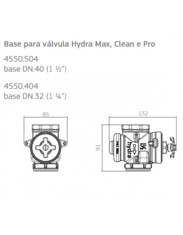 Base da Valvula Hydra Max /Clean/Pro 1.1/4 Deca 4550.404Deca