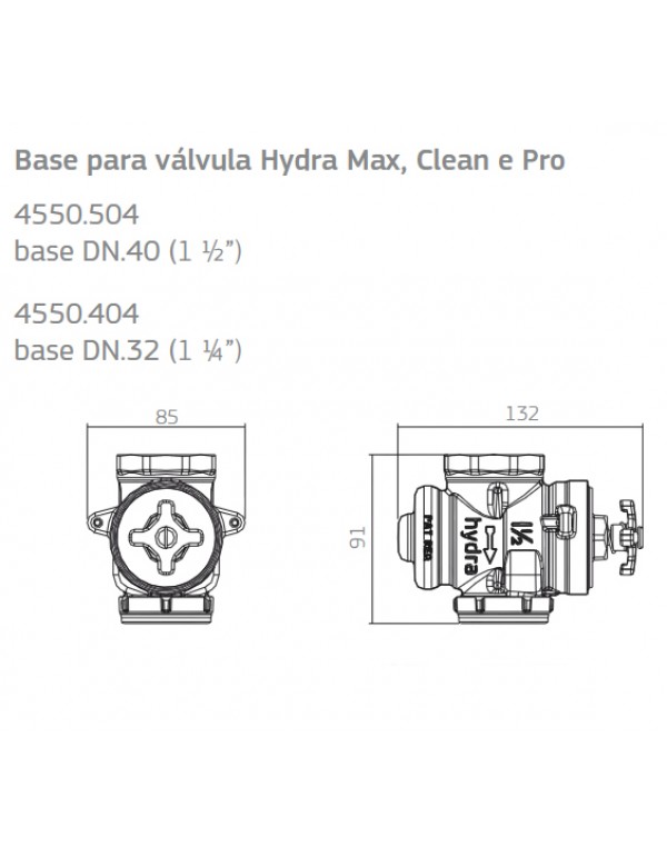 Base da Valvula Hydra Max /Clean/Pro 1.1/2 Deca 4550.504Deca